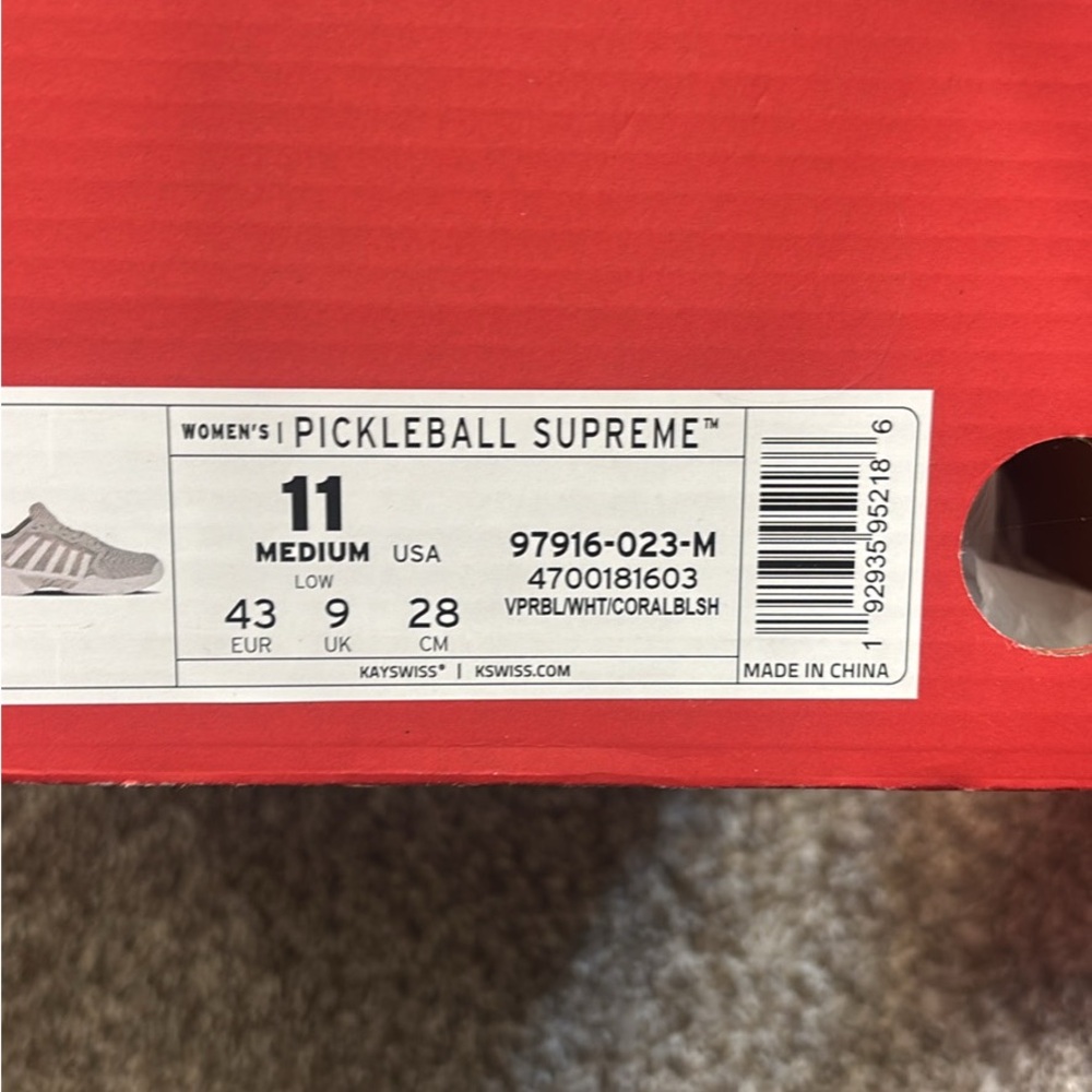 K-Swiss Women's Pickleball Supreme Shoes in Red Box